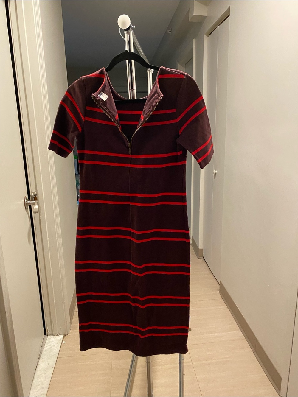 Old Navy Striped Midi Knit Dress in Red and Dark Brown - Picture 8 of 11